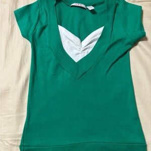 Y2K Green Crew Neck Top